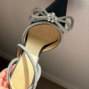 MACH & MACH Black and Silver Bow Heels